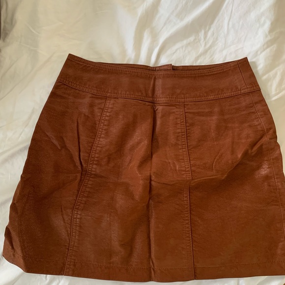 Free People Vegan Leather Button Mini Skirt - Picture 3 of 8